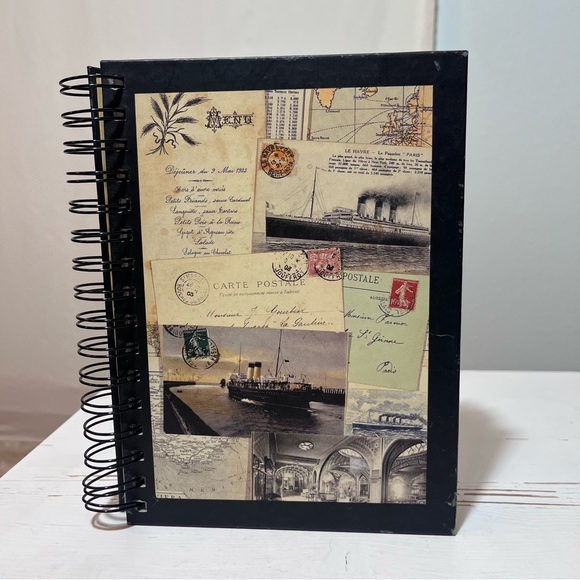 Vintage Travel Journal Spiral Notebook Markings by Susana England Nautical art - Picture 10 of 15